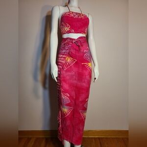 Women's pink sarong and halter set